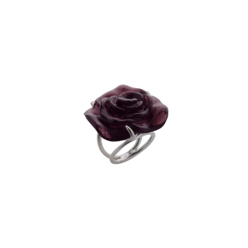 Daum Rose Passion Crystal Ring in Black 05565-356