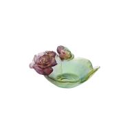 Daum Small Rose Passion Bowl in Green & Pink 05289