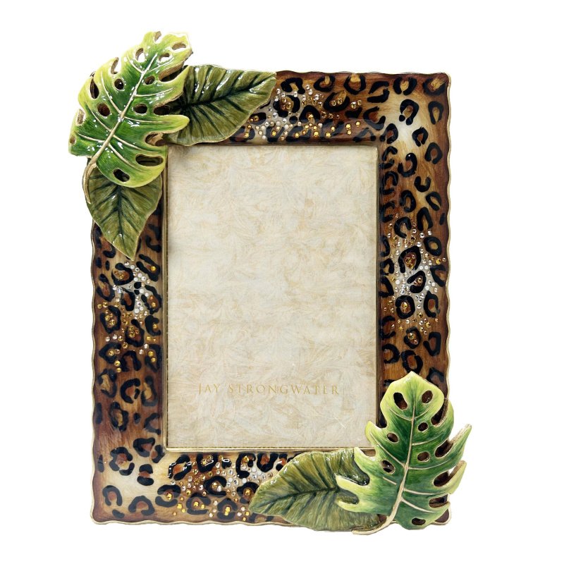 Jay Strongwater Orion Leopard Print and Palm Leaf 5" x 7" Frame – SKU: SPF5924-274