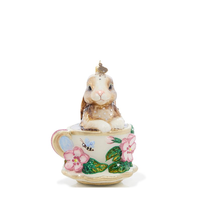 Jay Strongwater Christmas Bunny Teacup Ornament SKU: SDH20084-250