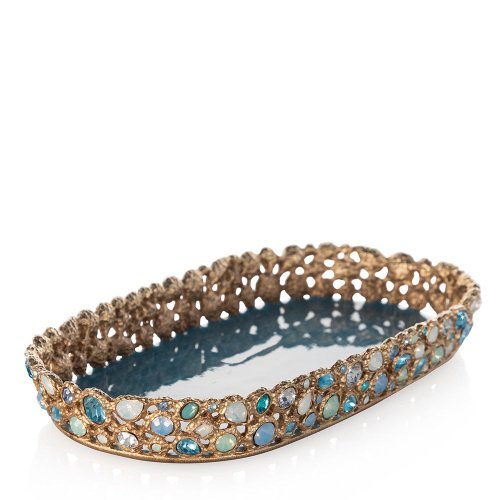 Jay Strongwater Julius Bejeweled Tray Oceana SDH2554-230 | 122 Swarovski Crystals | 14K Matte Gold | Hand-Painted Enamel | Pewter | Made in USA | $1,100 | Pre-Order Brand New