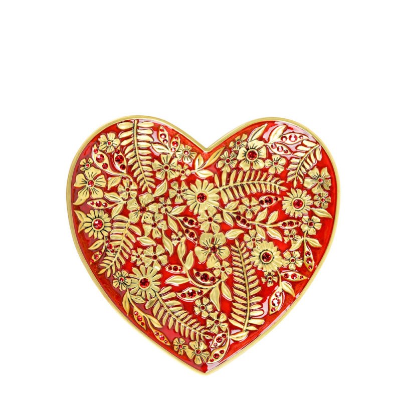 Jay Strongwater Aria Floral Heart Trinket Tray – Ruby  SKU: SDH6610-224