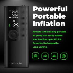 Airmoto Tire Inflator Portable Air Compressor/Pump for Car Tires w/Digital Tire Pressure Gauge - Air Compressor (120 PSI) - Motorcycle, Electric Bike Pump and Bicycle Pump w/LED Light