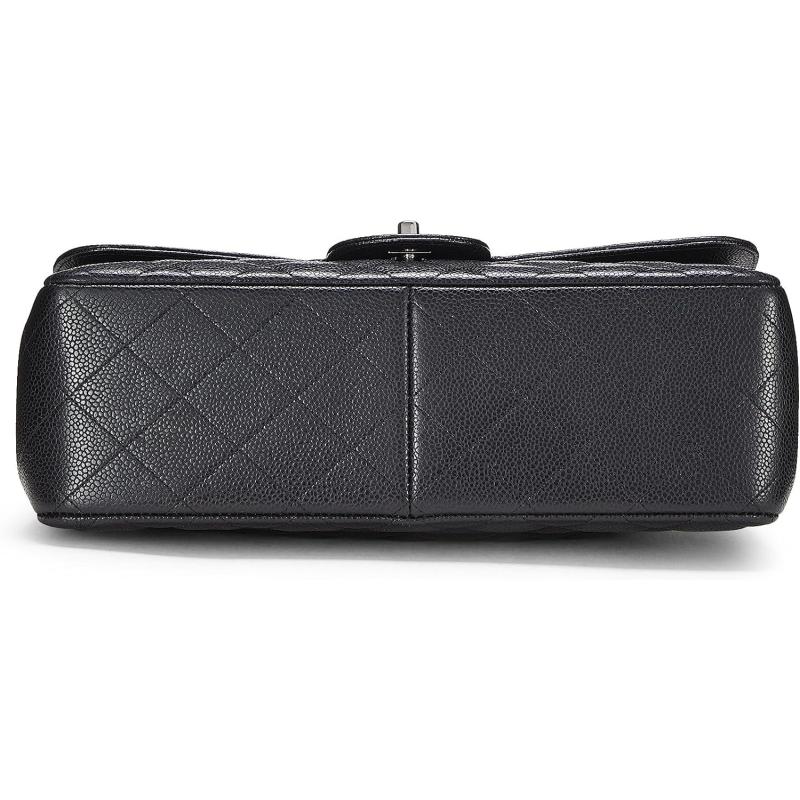 CHANEL Pre-Loved Black Quilted Caviar New Classic Flap Jumbo, Black