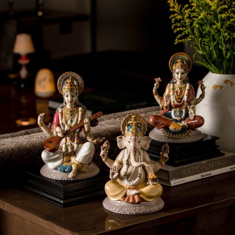 Lladro Lord Ganesha Figurine 01009399 Authentic Porcelain Hindu Deity Sculpture Hand-Made in Spain