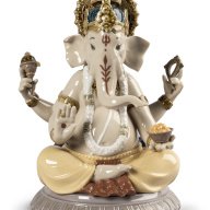 Lladro Lord Ganesha Figurine 01009399 Authentic Porcelain Hindu Deity Sculpture Hand-Made in Spain