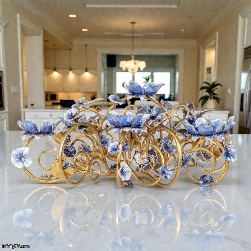 Jay Strongwater Claudine Floral & Butterfly Candelabra – Delft Garden SKU: SDH2366-284