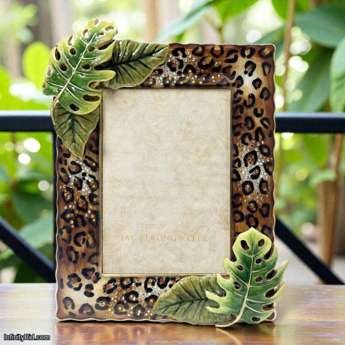 Jay Strongwater Orion Leopard Palm Leaf 5" x 7" Frame SKU: SPF5924-274