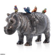 Jay Strongwater Penny Hippo Figurine – Swarovski Crystal & 23K Gold Leaf Collectible Jungle Sculpture SKU: SDH2566-251
