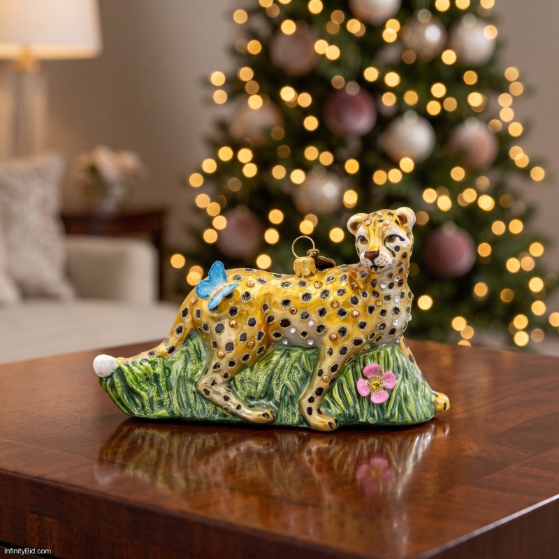 Jay Strongwater Spotted Majesty Glass Ornament SDH20148-220 Swarovski New Box