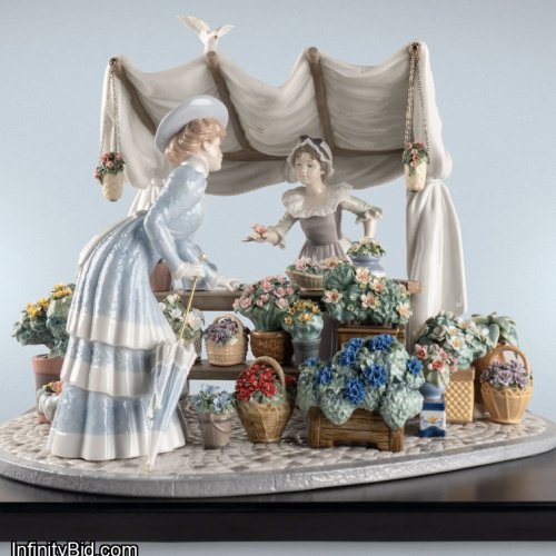 Lladro Flower Market Sculpture – Limited Edition High Porcelain Masterpiece SKU: 01002023