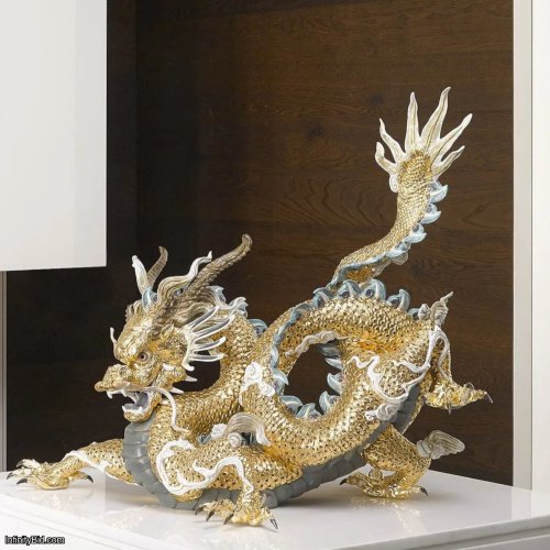 Lladró Great Dragon Sculpture – Limited Edition – Golden Lustre SKU: 01001973