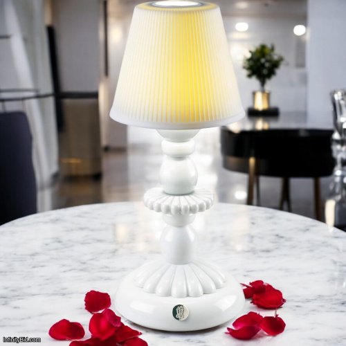 Lladro Porcelain Lotus Firefly Lamp (White) SKU: 01023759