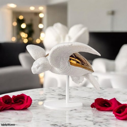 Lladro Sea Turtles Couple – White Porcelain & Copper Luster Sculpture (Set of 2)  SKU: 01009598