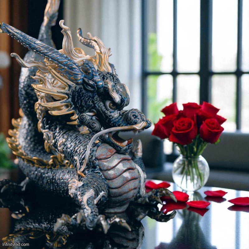 Lladro Great Dragon Sculpture – Golden Lustre & Blue – Limited Edition of 150 | 01001934