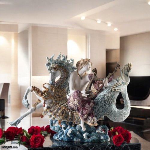 Lladró Arion on a Seahorse Sculpture – Limited Edition Greek Mythology Masterpiece SKU: 01001948