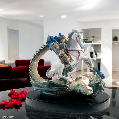 Lladró Saint George and the Dragon Sculpture – Limited Edition Porcelain Masterpiece SKU: 01001975