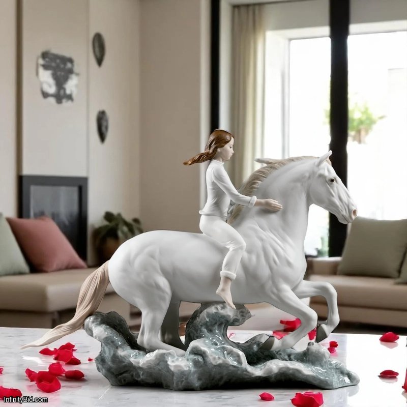 Lladró “Riding Her Horse on the Seashore” Figurine – Matte Porcelain Sculpture by Ernest Massuet | SKU 01009371