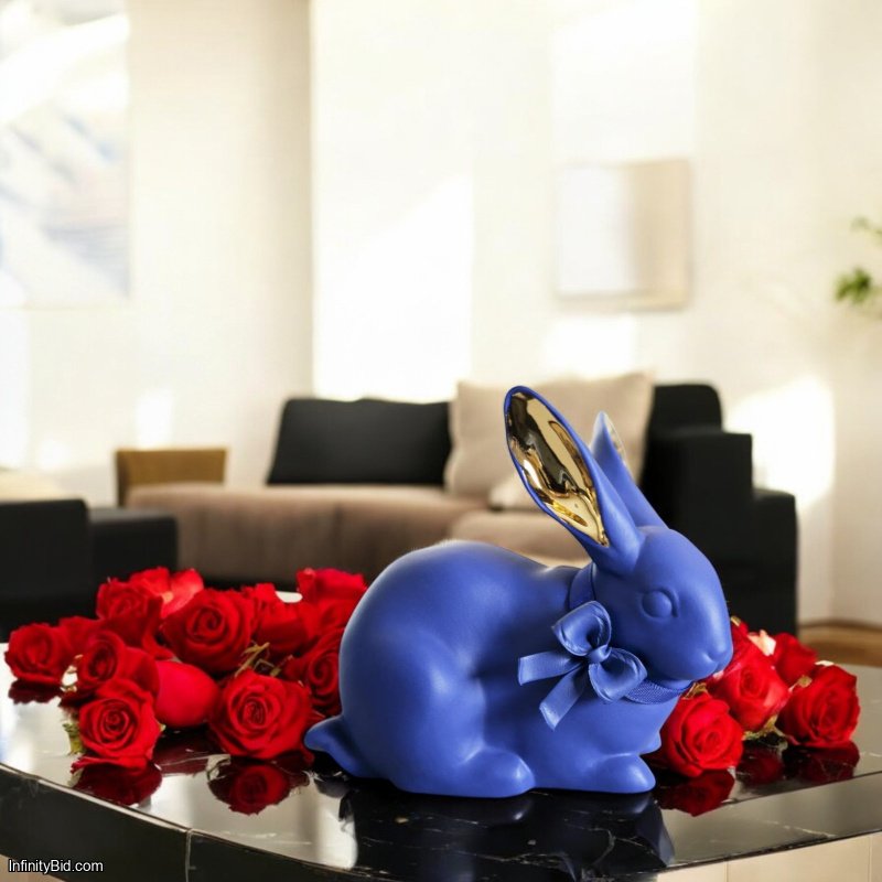 Lladró Attentive Bunny Figurine – Blue & Gold Elegance SKU: 01009448