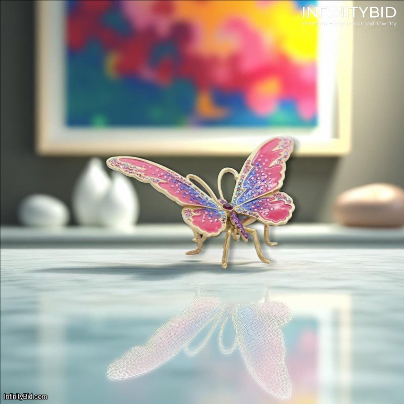 Jay Strongwater Puccini Butterfly Objet – Large | Electric Pink & Cobalt Blue with Crystals SDH1928-202