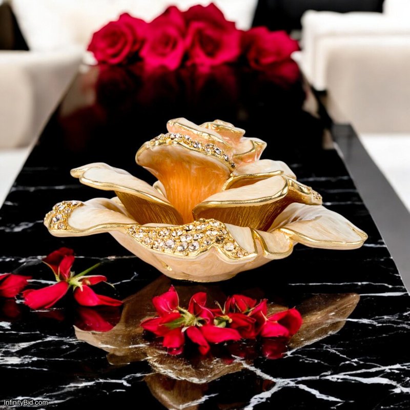 Jay Strongwater Rosie Rose Table Objet – A Romantic Masterpiece  SKU: SDH1948-281