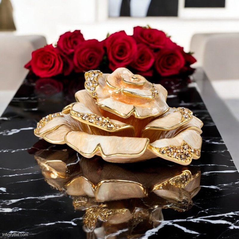 Jay Strongwater Rosie Rose Table Objet – A Romantic Masterpiece  SKU: SDH1948-281
