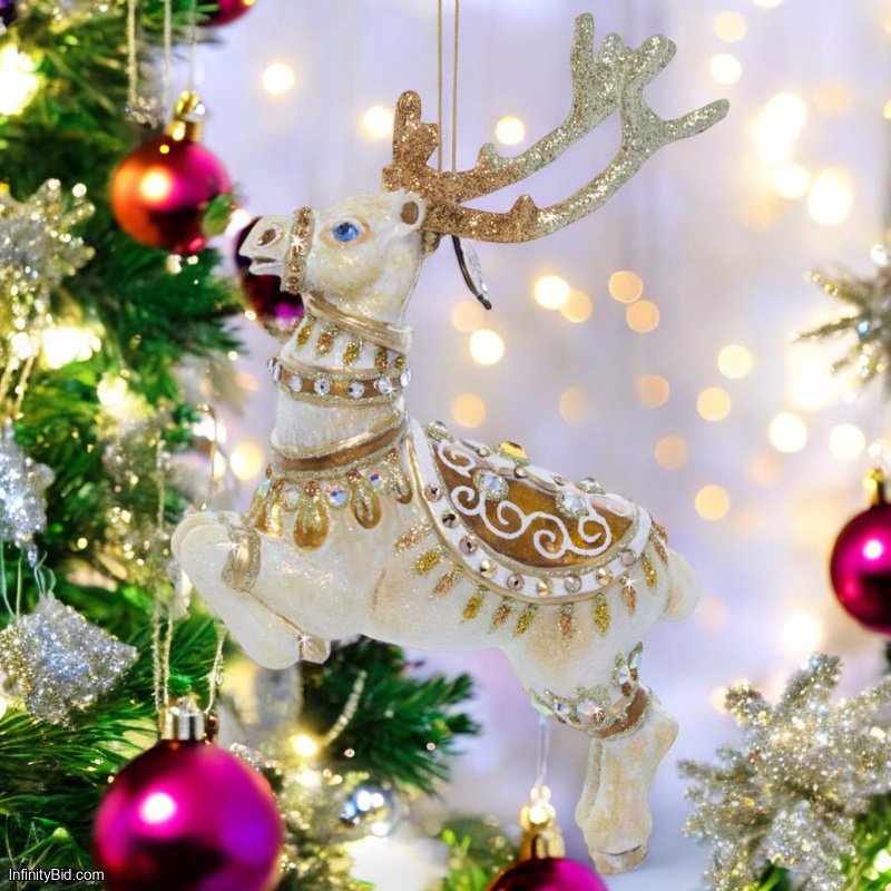 Jay Strongwater Blitzen Glass Ornament – Handcrafted Christmas Reindeer Magic SKU: SDH20106-250
