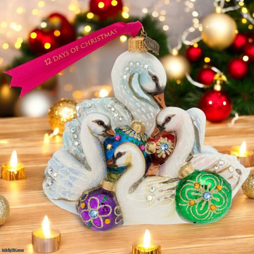 Jay Strongwater Seven Swans-A-Swimming Glass Ornament – 12 Days of Christmas Series – SKU: SDH2323-250