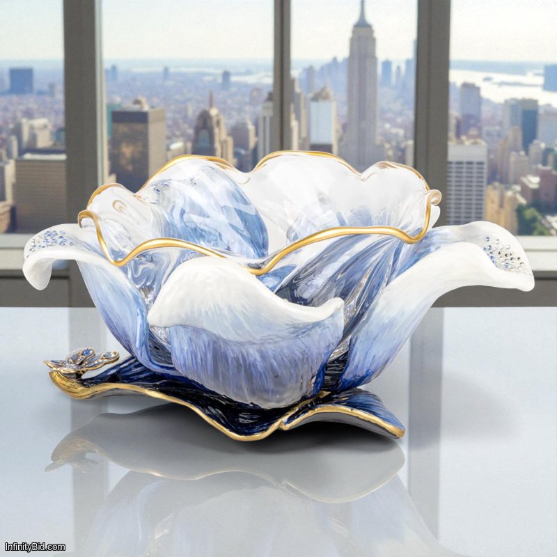 Jay Strongwater Ellie Flower Bowl – Delft Garden Collection SKU: SDH2403-284