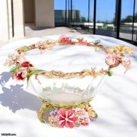 Jay Strongwater Cornelis Dutch Floral Glass Bowl – Swarovski® Crystal – Hand Blown – 21” SKU: SDH2545-256