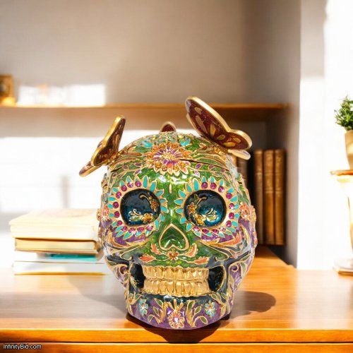 Jay Strongwater Rivera Skull With Butterflies Box - 14K Gold & Swarovski Crystal  SKU: SDH7406-289