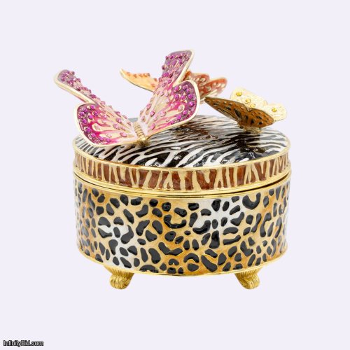 Jay Strongwater Zaya Jungle Box with Butterflies – Hand-Enamelled, 14K Gold Accents SKU: SDH7469-274