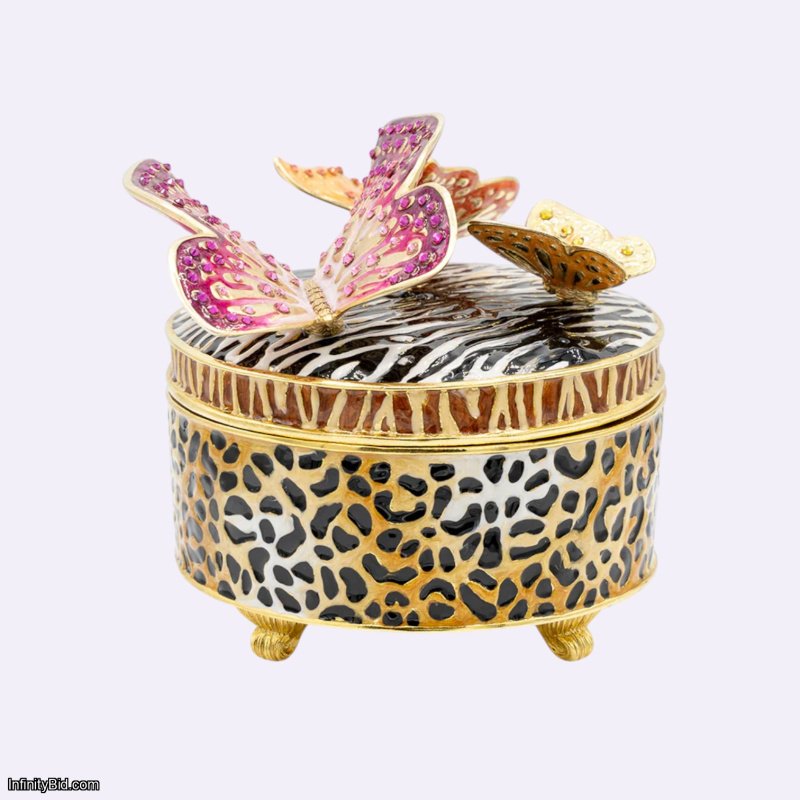Jay Strongwater Zaya Jungle Box with Butterflies – Hand-Enamelled, 14K Gold Accents SKU: SDH7469-274