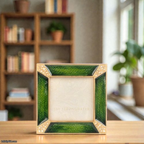 Jay Strongwater Leland Pavé Corner 2" Frame – Emerald SKU: SPF5130-242