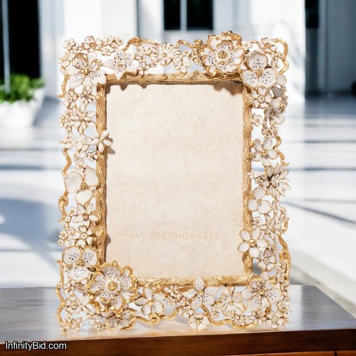 Jay Strongwater Ophelia Frame – White Opal (5" x 7") SKU: SPF5859-219