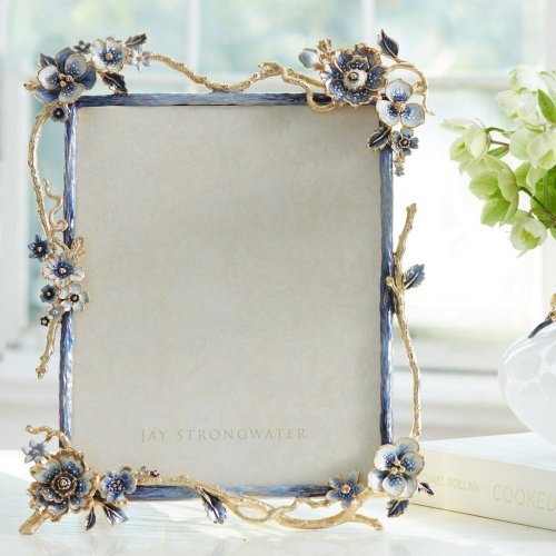 Jay Strongwater Delilah Floral Branch Frame | Delft Garden | 14K Gold & Swarovski Crystals SKU: SPF5860-284