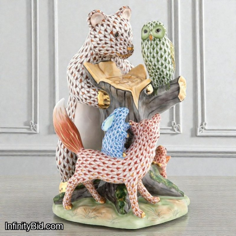 HEREND FOREST FRIENDS — Limited Edition Figurine (Bear, Rabbit, Fox, Squirrel & Owl) SKU: 16182000-VHS155